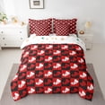 thumbnail image 2 of Feelyou Cartoon Christmas Socks Bedding Comforter Set 7-Piece for Teen, Santa Claus King Bedding Sets, Black Red Buffalo Plaid Reversible Bed Sheets, Breathable Home Decor, 2 of 7