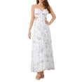 thumbnail image 1 of SUNSIOM Robe Nuisette d'Été pour Femme, Imprimé Graphique, Bretelles Spaghetti, Dos à Nouer, Coupe Évasée, Longue, pour la Plage, 1 of 6