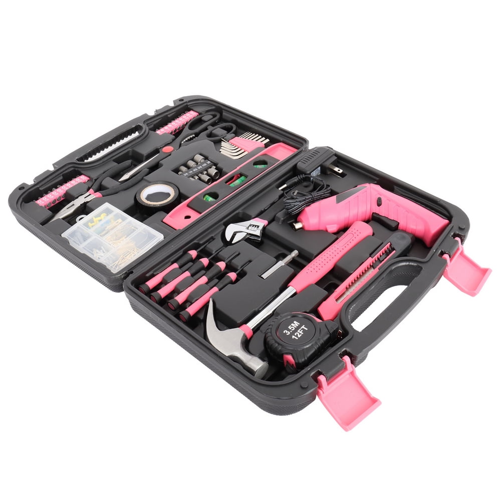 149pcs Iron Household Tool Set Pink Tool Drill Set Box Tool Kit For Women College Student House With Drill