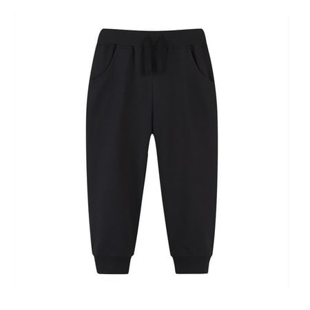 

LNWUY Toddler High Waisted Baggy Sweatpants Jogger Pants Classic Unisex Casual Fall Winter Trousers with Pockets for Kids Black 125