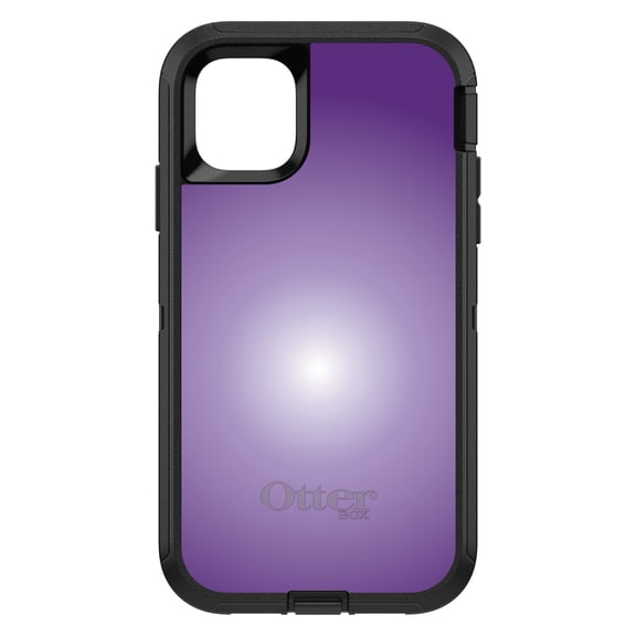 DistinctInk OtterBox Defender Custom Case for Apple iPhone 15 (6.1" Screen) - Purple White Gradient Burst - Shockproof Protection