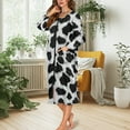 thumbnail image 3 of Xoenoiee Cow Fur Print Zip Up Robes for Women Long Sleeves Zipper House Coat Bathrobes Lightweight Nightgown with Pockets, Size L, 3 of 6