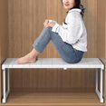 thumbnail image 4 of shiyou-Expandable Closet Shelf Organizer, Expandable Closet Tension Shelf, Stackable Shelves Adjustable Storage Shelf Riser for Kitchen Pantry Office, Spice Rack Pantry Shelf (Length, 4 of 4