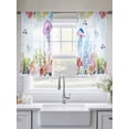 thumbnail image 5 of Coastal Jellyfish Sheer Curtains 45 Inch Long 2 Panels, Coral Conch Starfish Shell Vintage Nautical Light Filtering Rod Pocket Curtains, Sheer Voile Drapes for Living Room Bedroom, 52"x45", 5 of 8