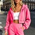 thumbnail image 3 of Cropped Zip Up Hoodie Women Long Sleeve Drop Shoulder Casual Hooded Sweatshirt Y2k Crop Jacket Fall Winter Coat Outerwear, 3 of 5