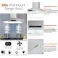 thumbnail image 5 of Litake Range Hood 30 inch, 265 CFM Wall Mount Vent Hood for Kitchen, Ducted/Ductless Range Hood Stainless Steel with Touch Control 3 Speed Exhaust Fan, Adjustable Chimney & LED Light, Silver, 5 of 7