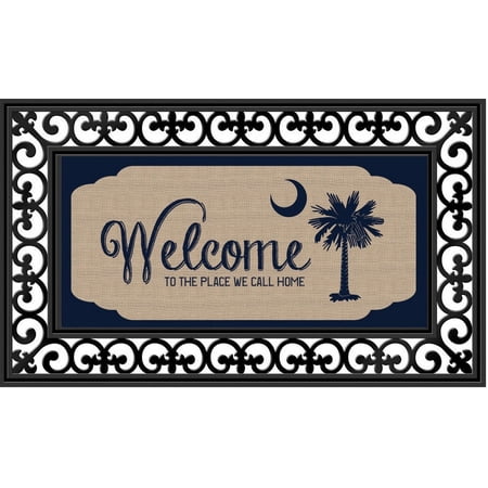 Evergreen Flag Seasonal Sassafras Interchangeable Mat and Tray South Carolina Welcome Burlap