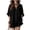 09#Black, variant on Women's 2 Piece Linen Set 3/4 Sleeve Button Down Shirt & Shorts with Pockets Casual Summer Linen Set Navy 2XL