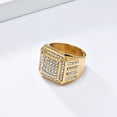 thumbnail image 4 of Flydeer Rings for Men Titanium Steel Hip Hop Iced Out Rings Square Yellow Men Rings Punk Ring Club ring Size 11, 4 of 8
