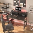 thumbnail image 6 of Small Desk with Drawers for Home Office Bedroom, 31 inch Black Writing Study Desks with Fabric Drawers Storage, Gaming Desk Table with Power Outlet & Monitor Stand, Black, 6 of 18