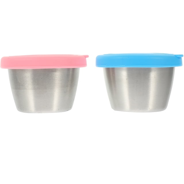 MasteelfCA 2pcs Salad Dressing Containers Stainless Steel Condiment Cups Sauce Containers with Lid