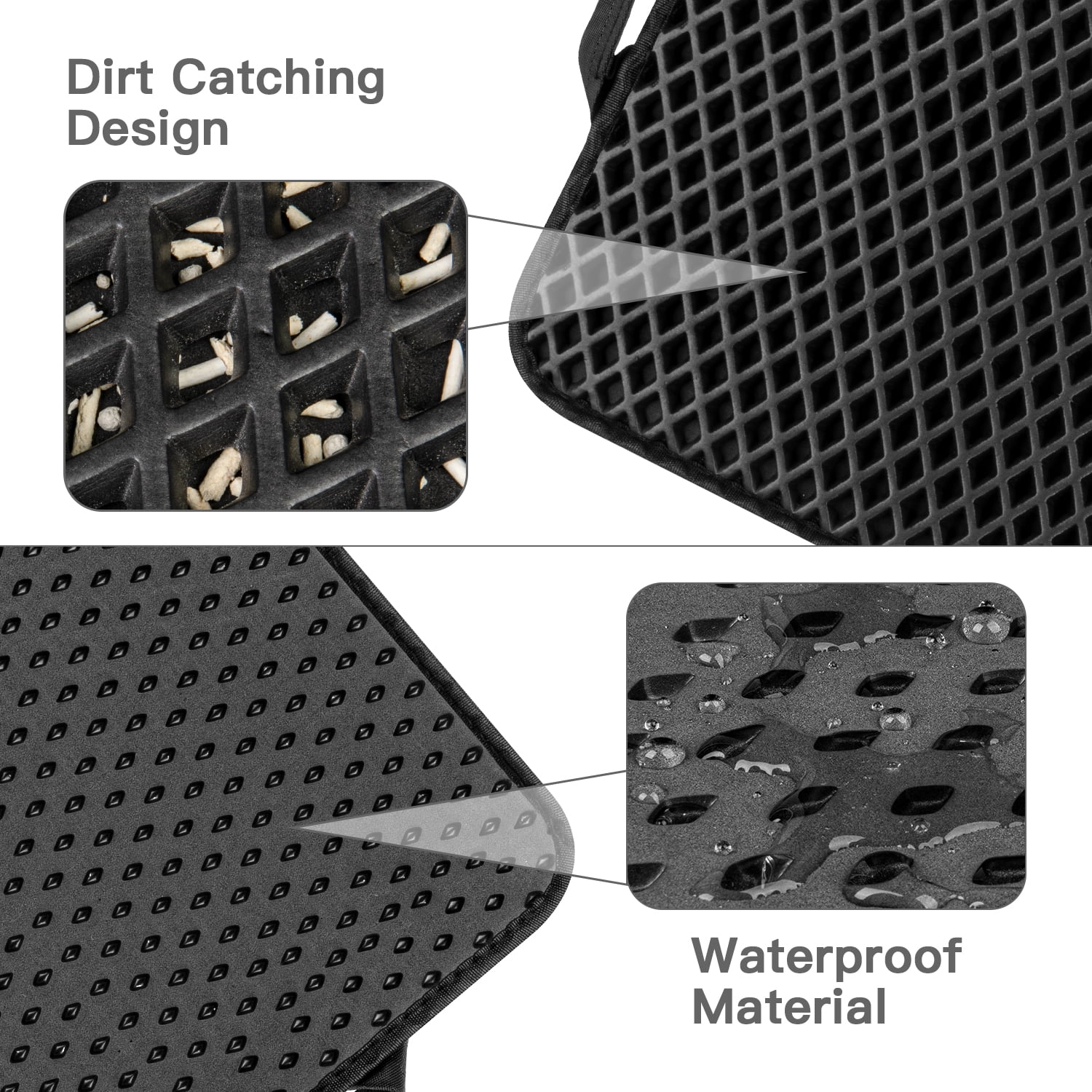 Pefilos Double Layer Anti Tracking Waterproof Cat Litter Trapping Mat Black Pefilos Double Layer Anti Tracking Waterproof Cat Litter Trapping Mat Black