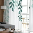 thumbnail image 4 of Teal Ombre Botanical Sheer Curtains 96 Inches Long 2 Panels Set, Window Sheer Curtains for Living Room/Bedroom, Watercolor Pastoral Leaf Light Filtering Rod Pocket Curtain 52'' x 96'' x 2, 4 of 7