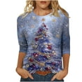 thumbnail image 2 of Up to 65 off!Lolmot Womens Fall Winter Shirts Christmas Crew Neck 3/4 Length Sleeve Tops Xmas Tree T-Shirts Holiday Graphic Tee Tops,S-5XL, 2 of 5