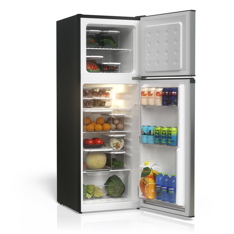 TCL Silver Compact Two Door Refrigerator with Freezer for Kitchen