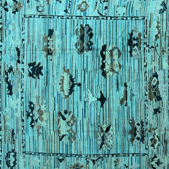 Ahgly Company Indoor Square Abstract Light Blue Modern Area Rugs, 8' Square