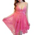 thumbnail image 1 of Conjunto de camisón transparente para mujer, camisón con cuello en V, ropa de dormir encantadora erótica con tanga, rosa Sweethay XX0131-04B, 1 of 7