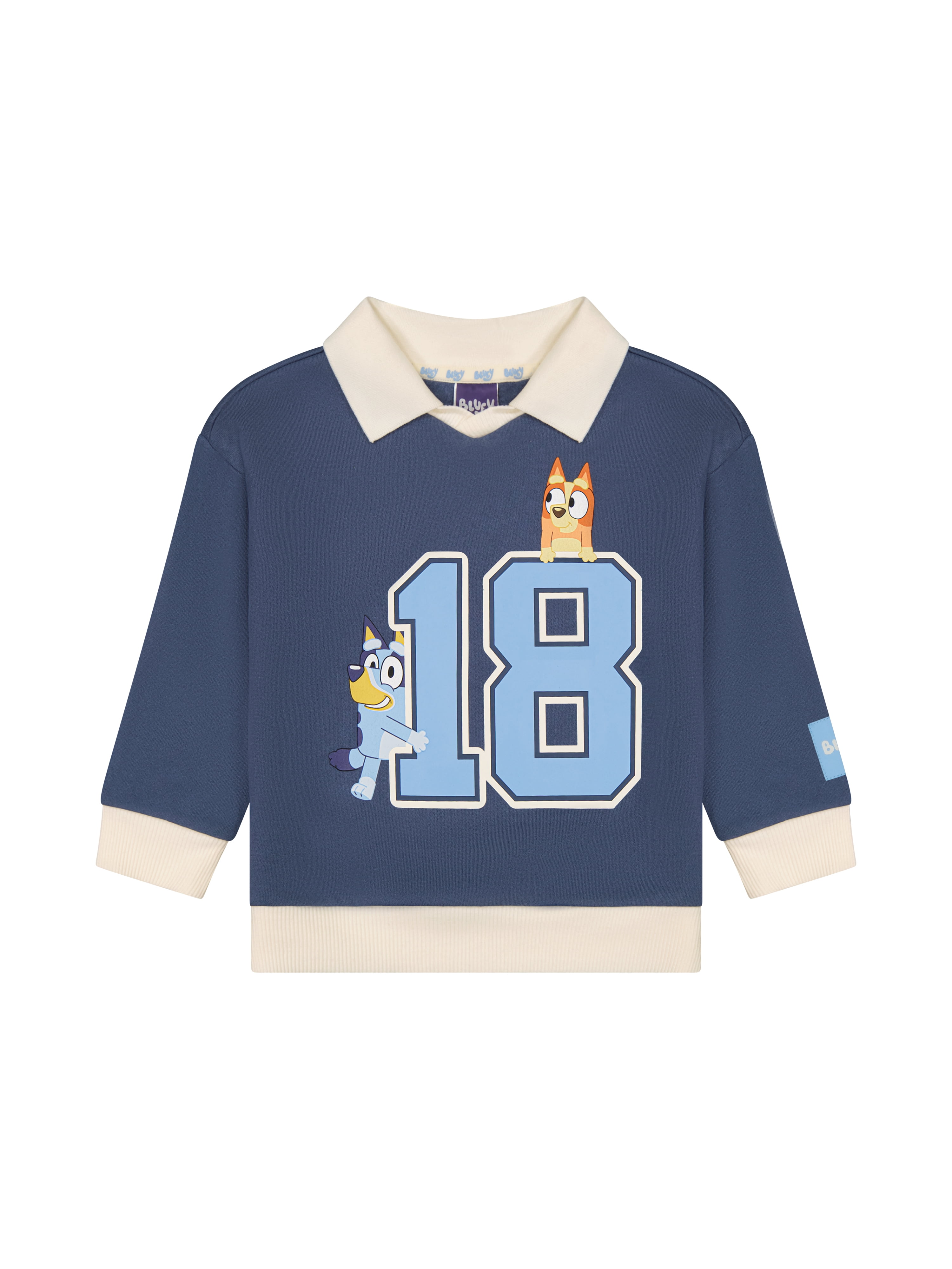 Bluey Toddler Boy Long Sleeve Rugby Shirt, Sizes 12M-5T