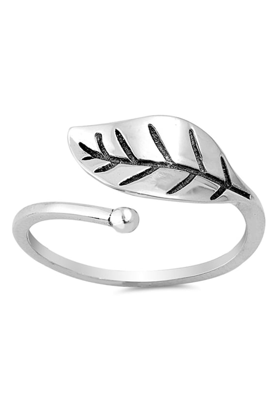 Open Ball Leaf Ring 925 Sterling Silver Feather Band Jewelry Female Male Unisex Size 5