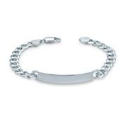 BLING JEWELRY Curb Cuban Link ID Bracelet Engravable 200 Gauge .925 Silver 8"