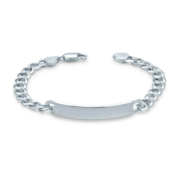 Bling Jewelry 200 Gauge Heavy 925 Sterling Silver Engravable Mens ID Identification Bracelet