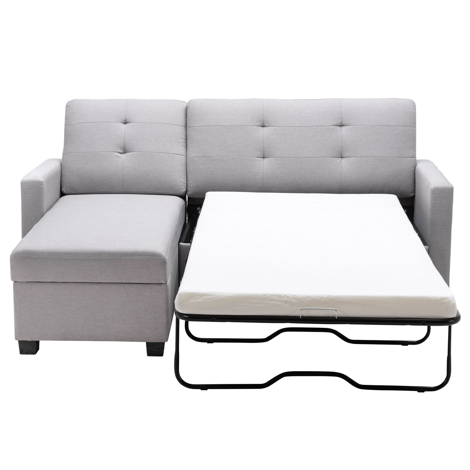Kepooman L-Shape Convertible Couch Bed, 78.3" Sofa Bed with Storage Chaise, Linen Pull Out Couch Bed for Office, Light Gray Kepooman L-Shape Convertible Couch Bed, 78.3" Sofa Bed with Storage Chaise, Linen Pull Out Couch Bed for Office, Light Gray