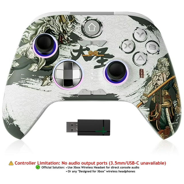 YUOY Control Inalámbrico para Xbox One X/S y Series X/S, con Luz RGB, Programable, Turbo, Sensor de Movimiento, Vibración Dual - Wukong