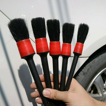 

5Pcs Car Cleaning Brush Round Head Screw Brush Car Detailing Wash Tool Black