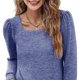 thumbnail image 3 of Tops De Cuello Cuadrado, Camisa De Color Puro De Cuello Cuadrado Amigable Con La Piel A La Moda, Pliegues De Hombro Transpirables Para Mujeres Para El Trabajo De La Vida Diaria, 3 of 5