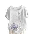 thumbnail image 2 of Lydiaunistar Summer Tops for Women Round-Neck Printed Blouse, Soft Polyester, Casual Daily Wear, Short Sleeve Button T-Shirt, 2 of 4