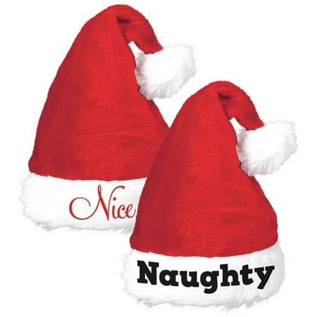 Christmas Naughty and Nice Adult Santa Hat Set (2pc)