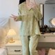 thumbnail image 3 of Pijama de otoño para mujer, cárdigan de manga larga, estilo Mori, ropa de hogar con crepe y burbujas verde matcha fresco, 3 of 6