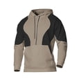 thumbnail image 3 of lkfuzj 2024 New Mens Casual Hooded Sweatshirts Fashion Pullover Solid Color Splice Pockets Long Sleeve Drawstring Workout Sport Hoodie Comfy Pullover Top Sweatshirt Brown, 3 of 4