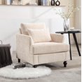 thumbnail image 6 of Tabaray Mid-Century Chenille Accent Chair with Cushion Back and Pillow, Beige (Set of 2), 6 of 7
