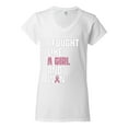 thumbnail image 2 of Wild Bobby I Fought Like A Girl and Won Breast Cancer Awareness Women Standard V-Neck Tee, White, X-Large, 2 of 6