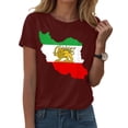 thumbnail image 2 of GEWSEY Women's Iran Lion Sword Sun Crew Neck Short Sleeve Patriotic T-Shirt (Wine, S), 2 of 6