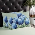 thumbnail image 4 of Navy Blue Tulip Throw Pillow Cover 12 x 20 Inch Decorative Pillow Cover Chic Elegant Flowers Botanical Sage Green Lumbar Pillowcase Seasonal Rectangle Cushion Case for Couch Sofa Bed Living Room, 4 of 7