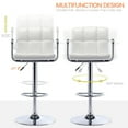 thumbnail image 4 of Bar Stools Set of 2, PU Leather Pneumatic Lift Height Adjustable 360°Swivel Barstools with Backrest and Armrest for Kitchen Home Bar, White, 4 of 11