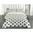 thumbnail image 3 of Ambesonne Retro Quilted Bedspread Set 3 Pcs, Nostalgic Polka Dots Art, Queen Size, Charcoal Grey, 3 of 5