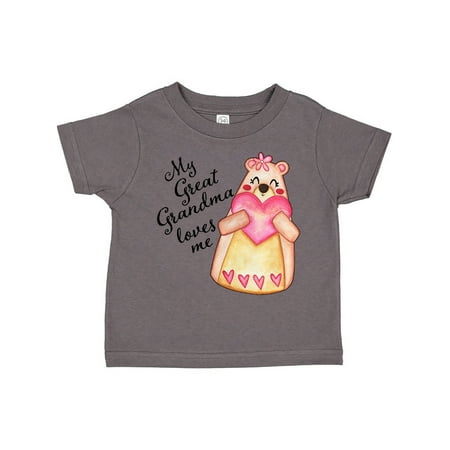 

Inktastic My Great Grandma Loves Me- bear with heart Gift Toddler Boy or Toddler Girl T-Shirt