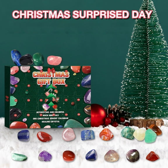 Gcvizuso Christmas Calendar, Advent Calendars, NEW 24 Days Christmas Countdown Gife Natural Crystal Stone Advent Calendar The With 24 Little Doors