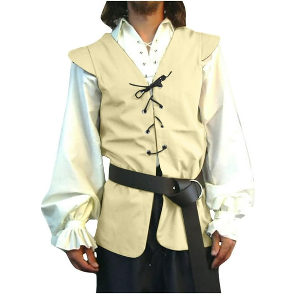 lkfuzj Men Stripe Fashion Retro Have Pockets Single-breasted V-neck Tanks Tops Blouse Trendy Men's Vest Tops Cool 2024 GentleMen's Vest Tops -Beige