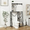 thumbnail image 6 of PAPROOS Over the Toilet Storage Cabinet, Bathroom Space Saver Organizer above Toilet with Adjustable Shelf and Side Storage Rack, White+Black, 6 of 7