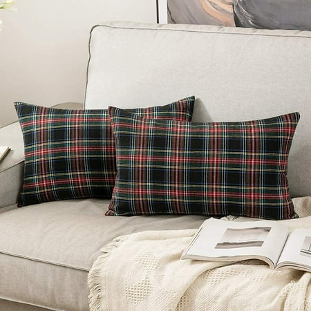 ZC5HAO Set of 2 Scottish Tartan Plaid Throw Pillow Covers Farmhouse ...