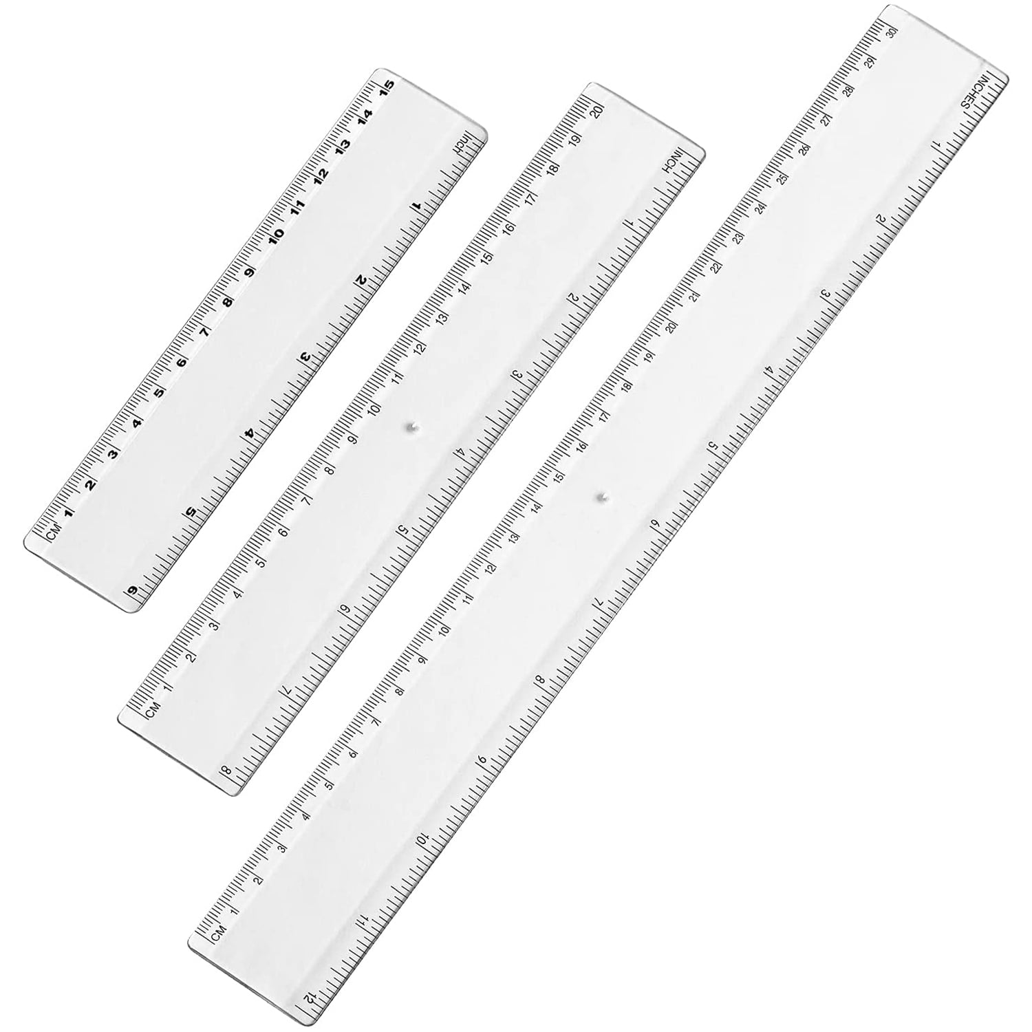 Basics 12-Inch Plastic Ruler with Finger Grip 4-Pack 