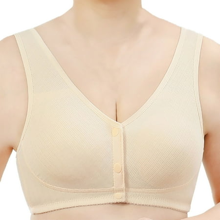 Clearance! SNOWSONG Cotton Bras Plus Size Bras Women s Sports Bra Button Soft Cotton Non-Steel Ring Tank Top Wireless Full Cup Comfort Bra 2024 New Full Coverage Bra Wireless Bras for Women Khaki A