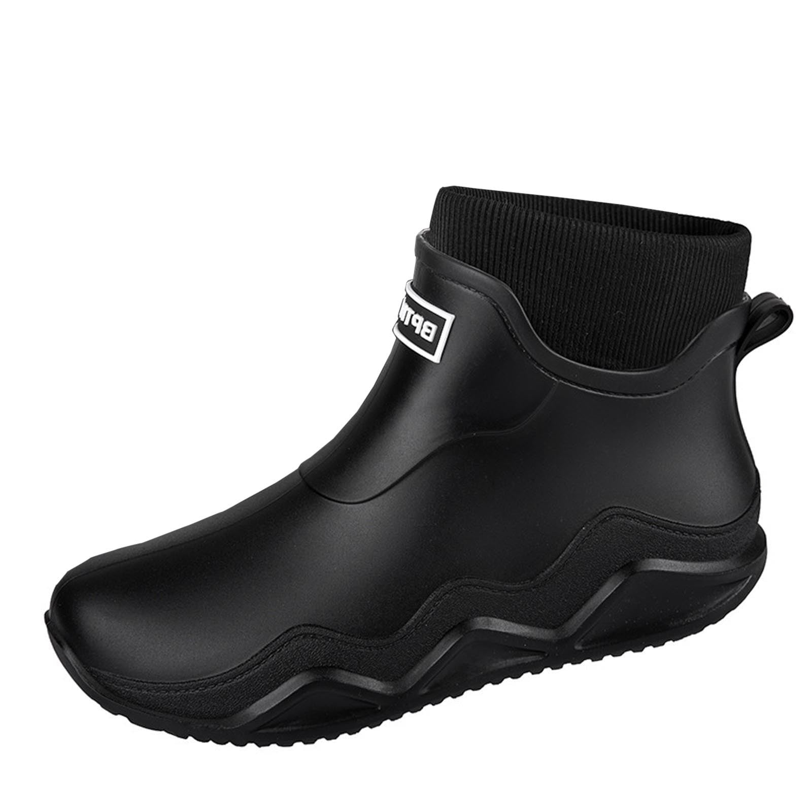 Black Womens Rain Boots Water Shoes Low Top Rubber Sole Casual Outdoor Indoor Non Slip Comfortable Shoes With Letter Design For Everyday Wear Size 40