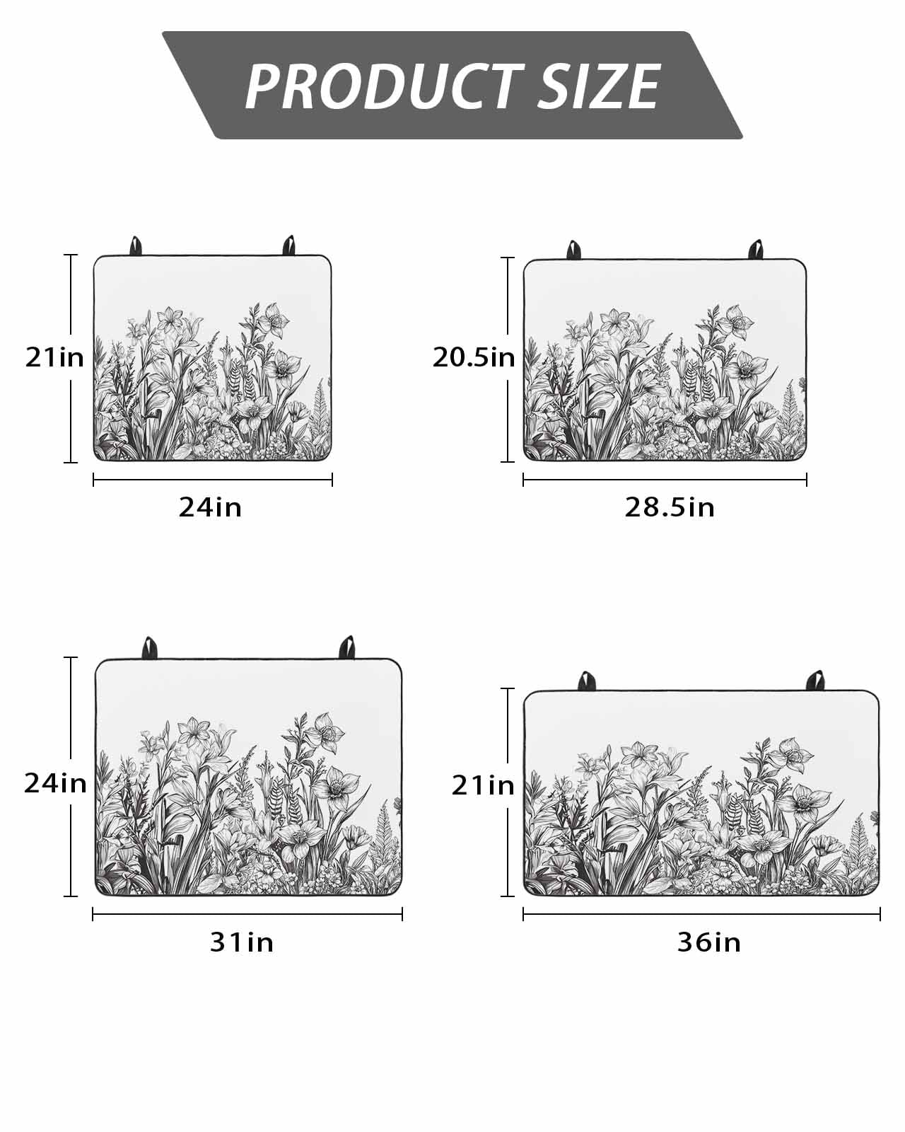 Stove Top Covers for Electric Stove, Wildflower Leaf Glass Stovetop Cover Protector, Grey Floral Botanical White Watercolor Induction Cooktop Protector Oven Mat for Kitchen Countertop 24"x21"
