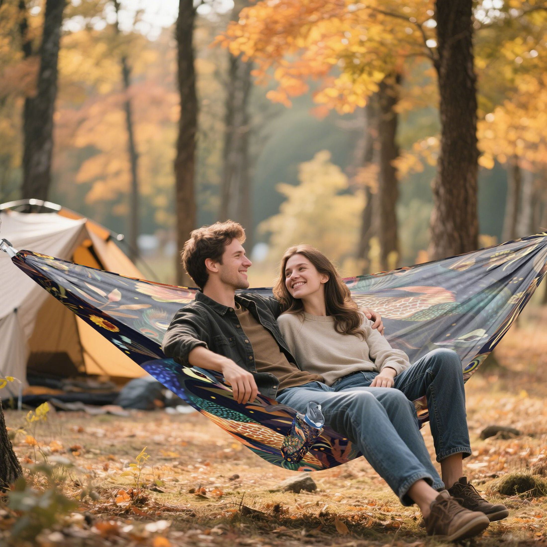 Hammock Camping Hammock Nylon Portable Hammock Travel Camping Hammock Colorful Peacock