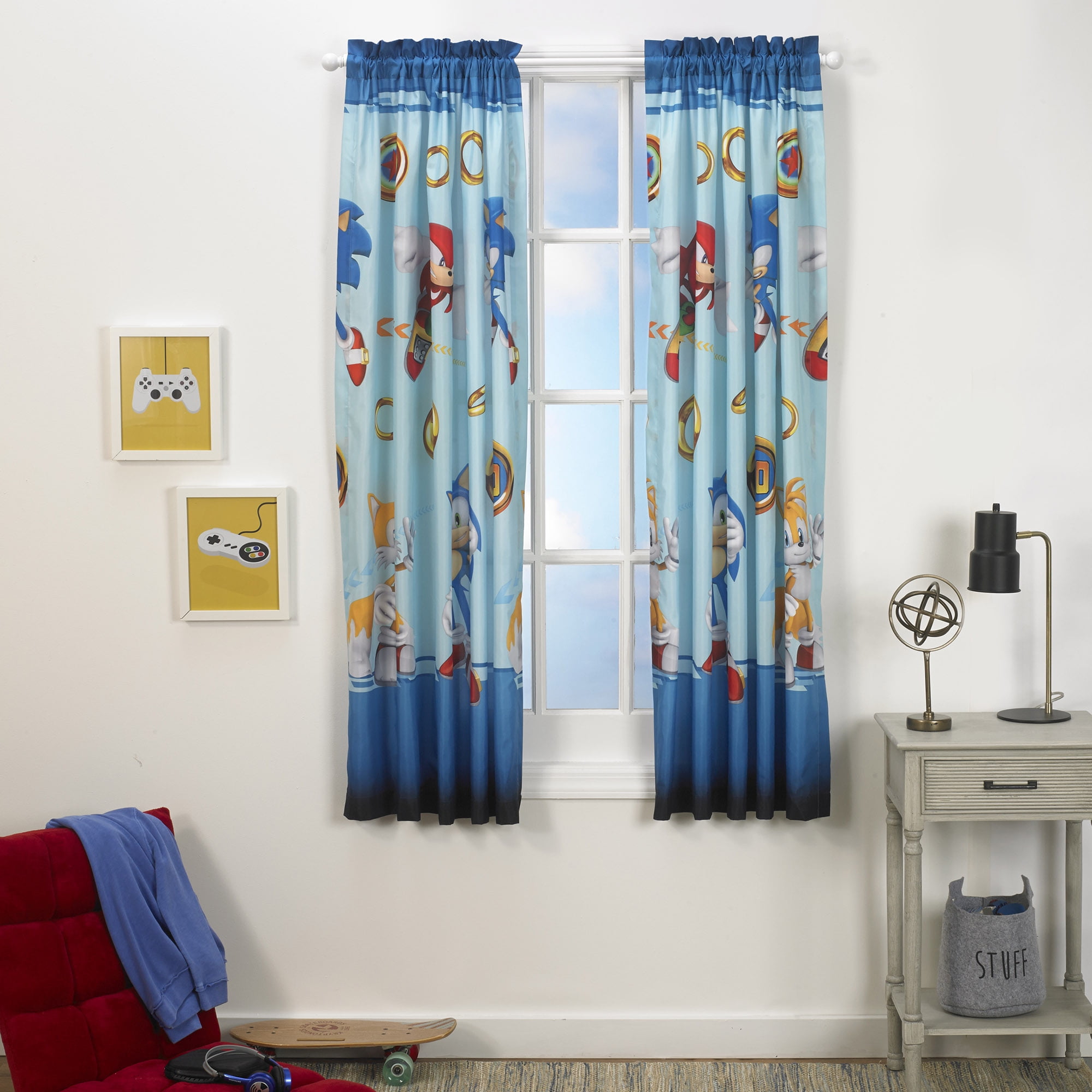 Sonic the Hedgehog Kids Bedroom Microfiber Window Curtain Set, 2 Panels,  63